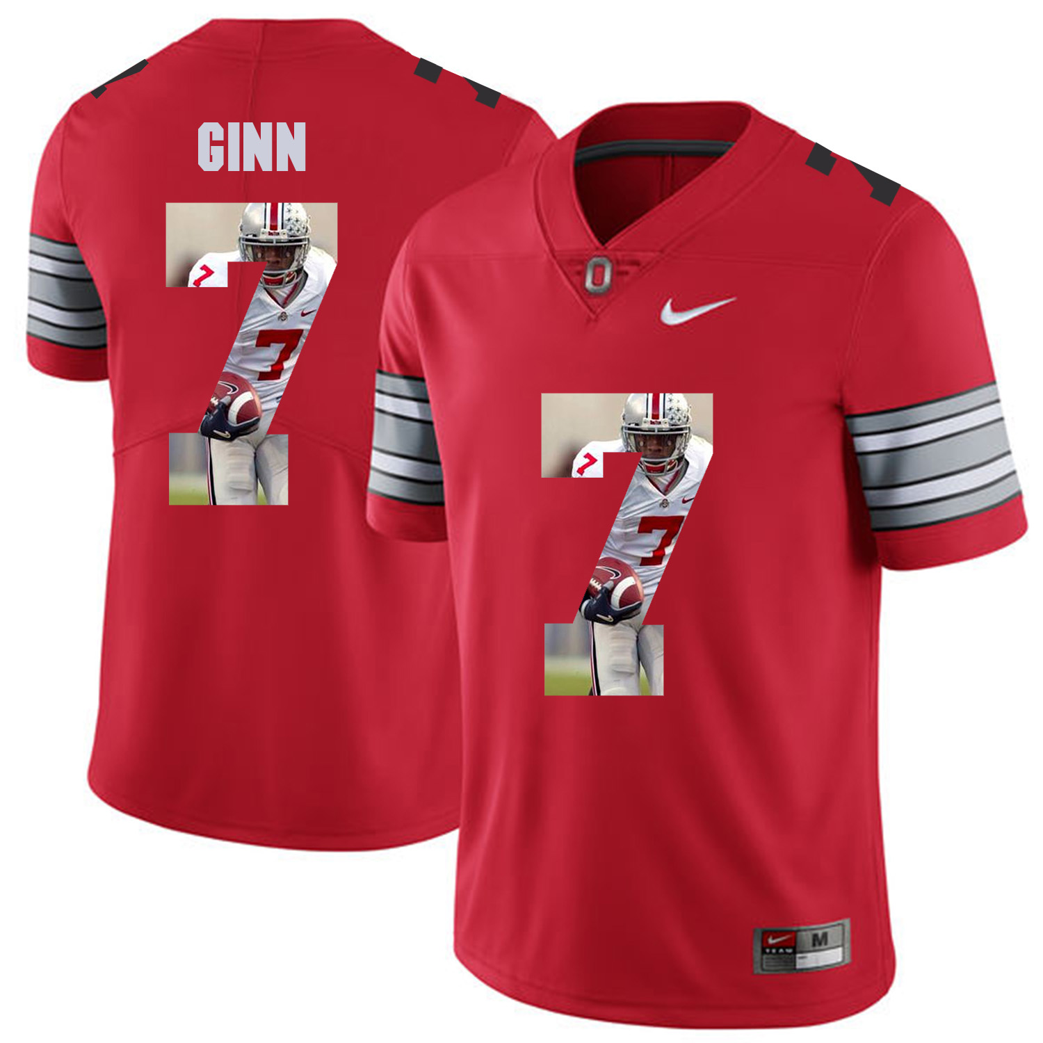 Men Ohio State #7 Ginn Red Fashion Edition Customized NCAA Jerseys